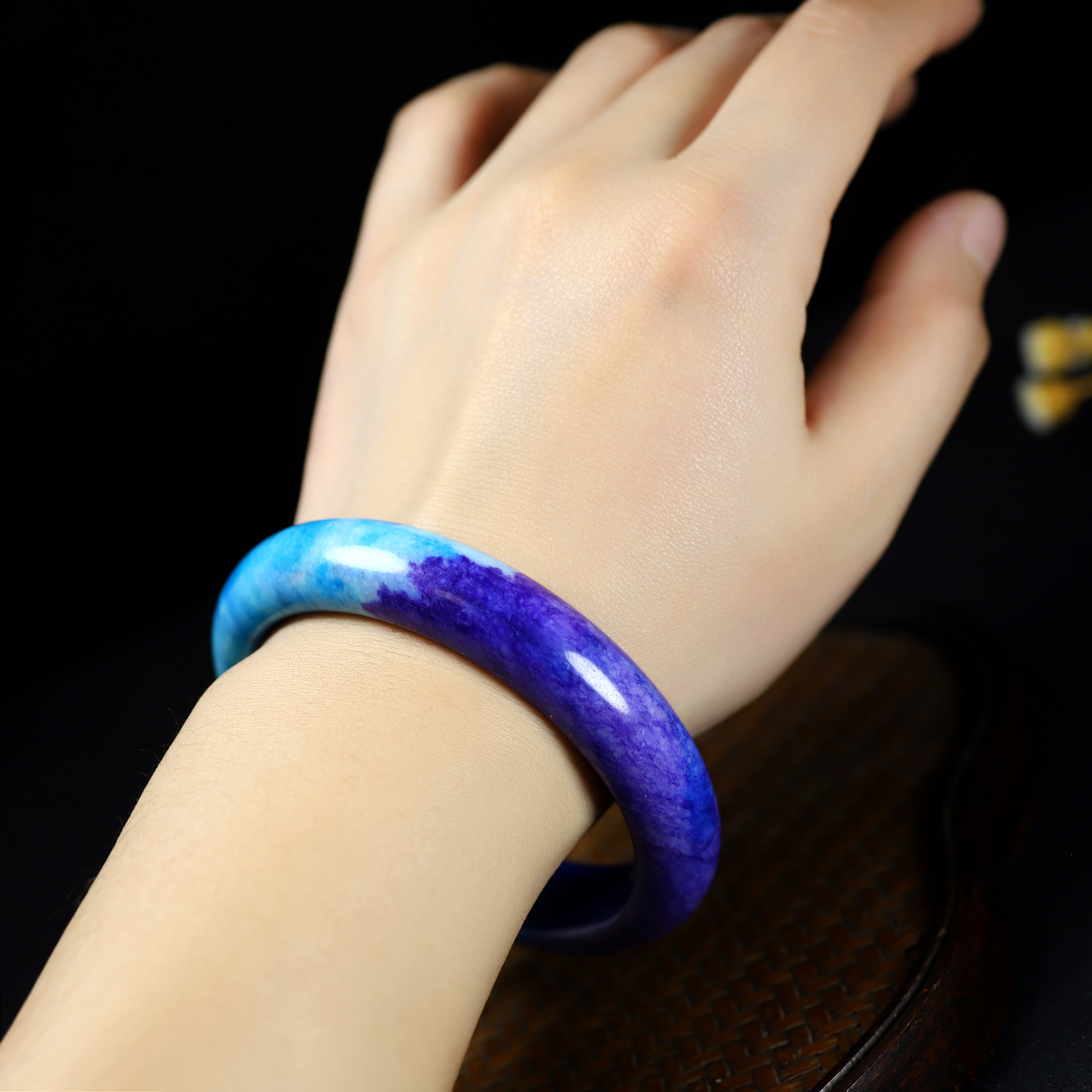 Purple Blue Gradient Bracelet Stone Bangle, Holiday Gift